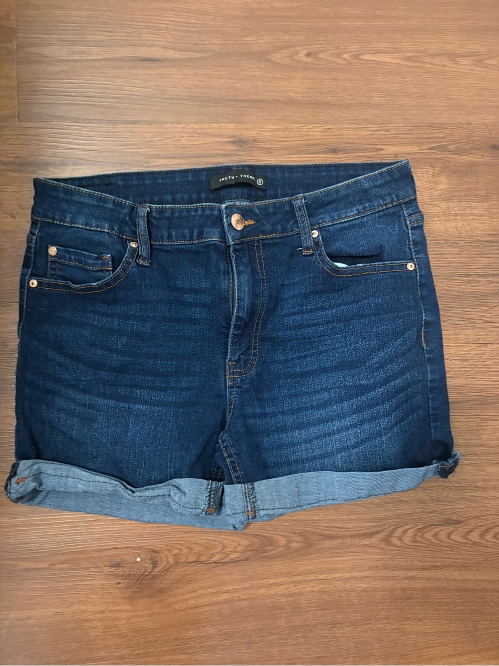 Dark Blue Denim Roll-Cuff Women's Shorts